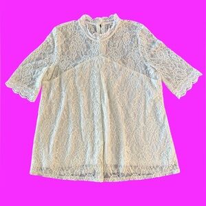 JohnPaulRichard Cream Lace Top Vintage Inspired Size L